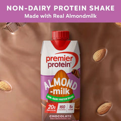 Premier Protein Almond Milk Non-Dairy Chocolate Protein Shake - 11 fl oz/4pk: Keto Certified, Gluten-Free, Whey Protein, 20g Protein