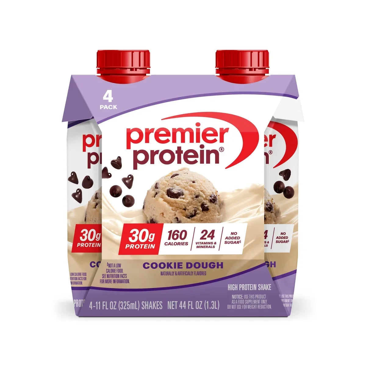 Premier Protein 30g Protein Shake Cookie Dough Non-Caffeinated - 44 fl oz/4pk: Keto Certified, Gluten-Free, Ready to Drink, Milk Protein