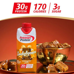 Premier Protein Indulgence 30g Protein Shake Salted Caramel Non-Caffeinated - 11oz/4pk: Keto Certified, Gluten-Free, Milk Protein